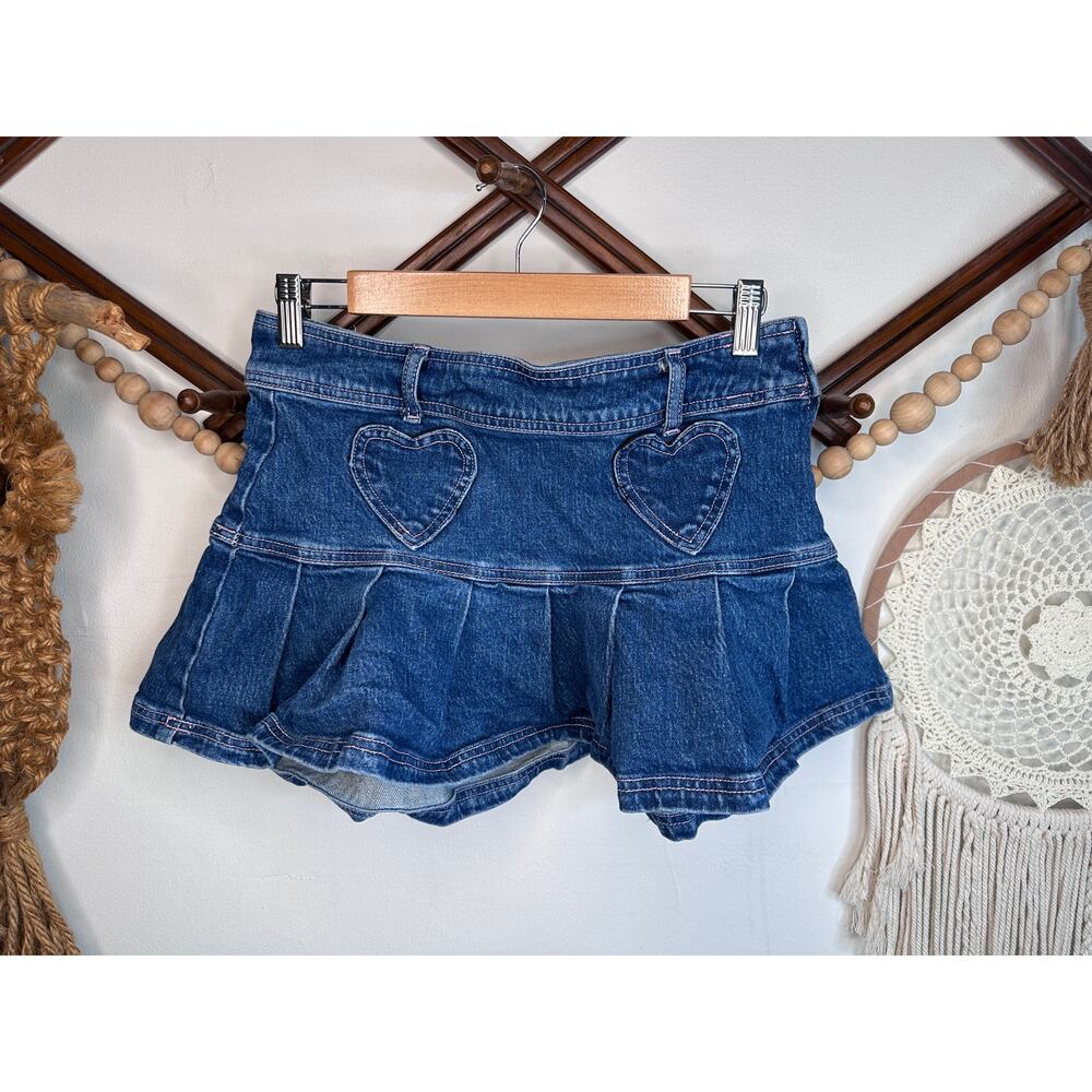 Sweet Society Heart Y2K Denim Micro Mini Skirt